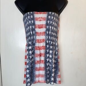 American Flag Strapless Top L